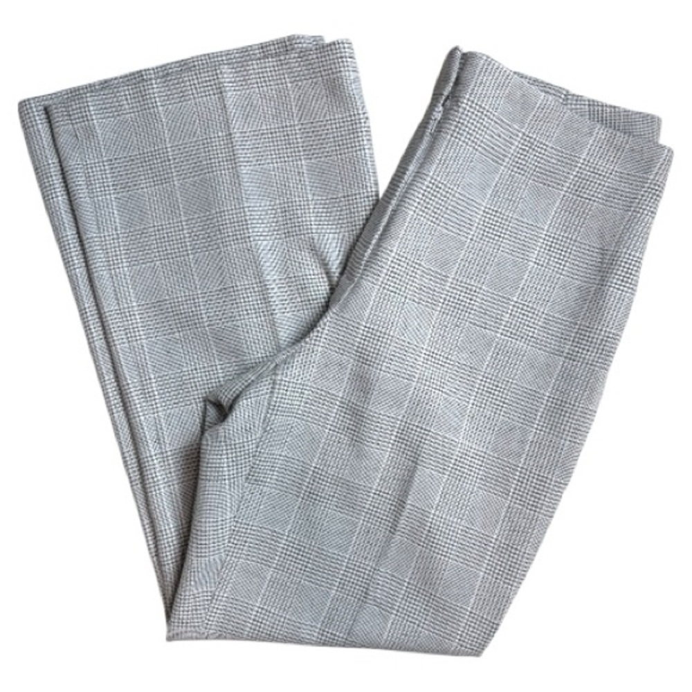 DKNY Wide-leg Lightweight Trousers in a Classic Light Gray Houndstooth Size 8P